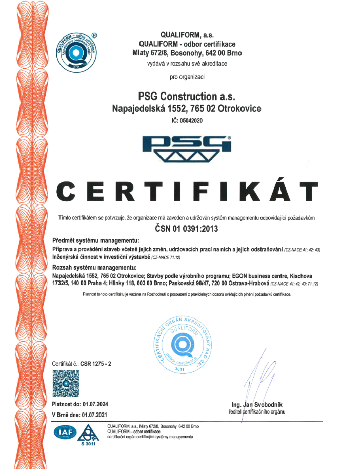 Certifikat CSN 0391